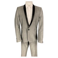 THE KOOPLES Size 40 Grey Black Wool Shawl Collar Suit