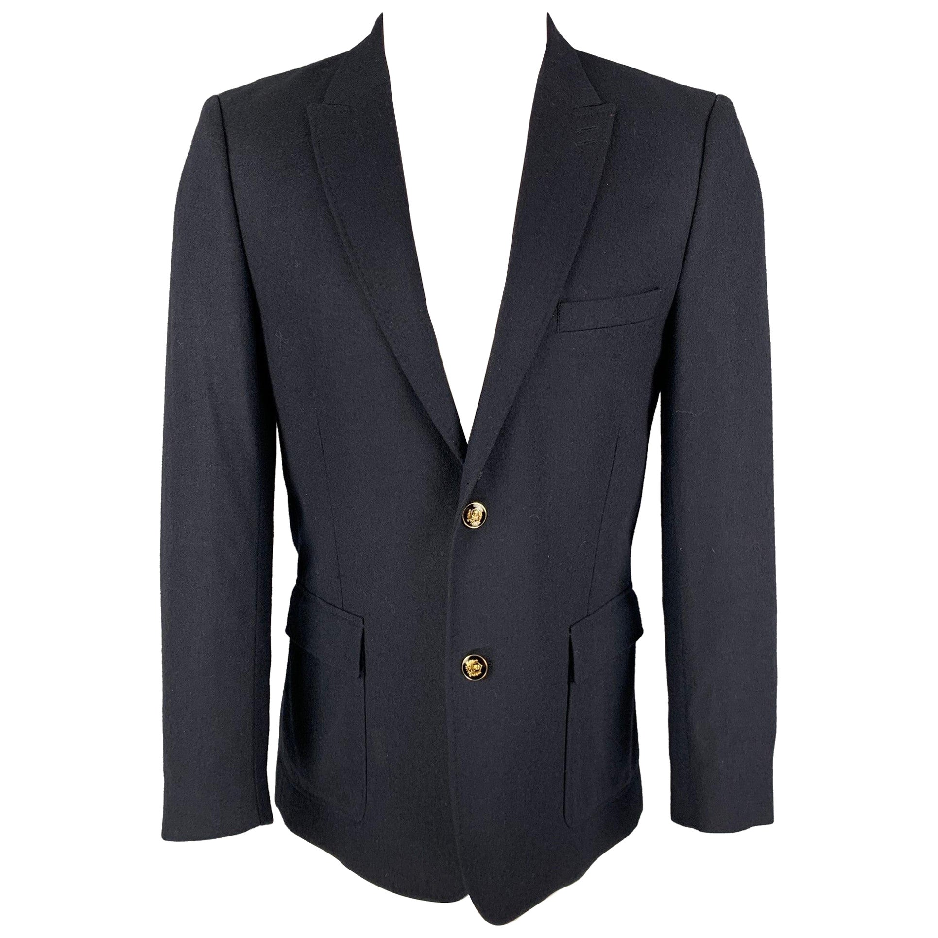 THE KOOPLES Talla 40 Chaquetón de cachemira azul marino con solapa de pico