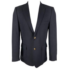 THE KOOPLES Talla 40 Chaquetón de cachemira azul marino con solapa de pico