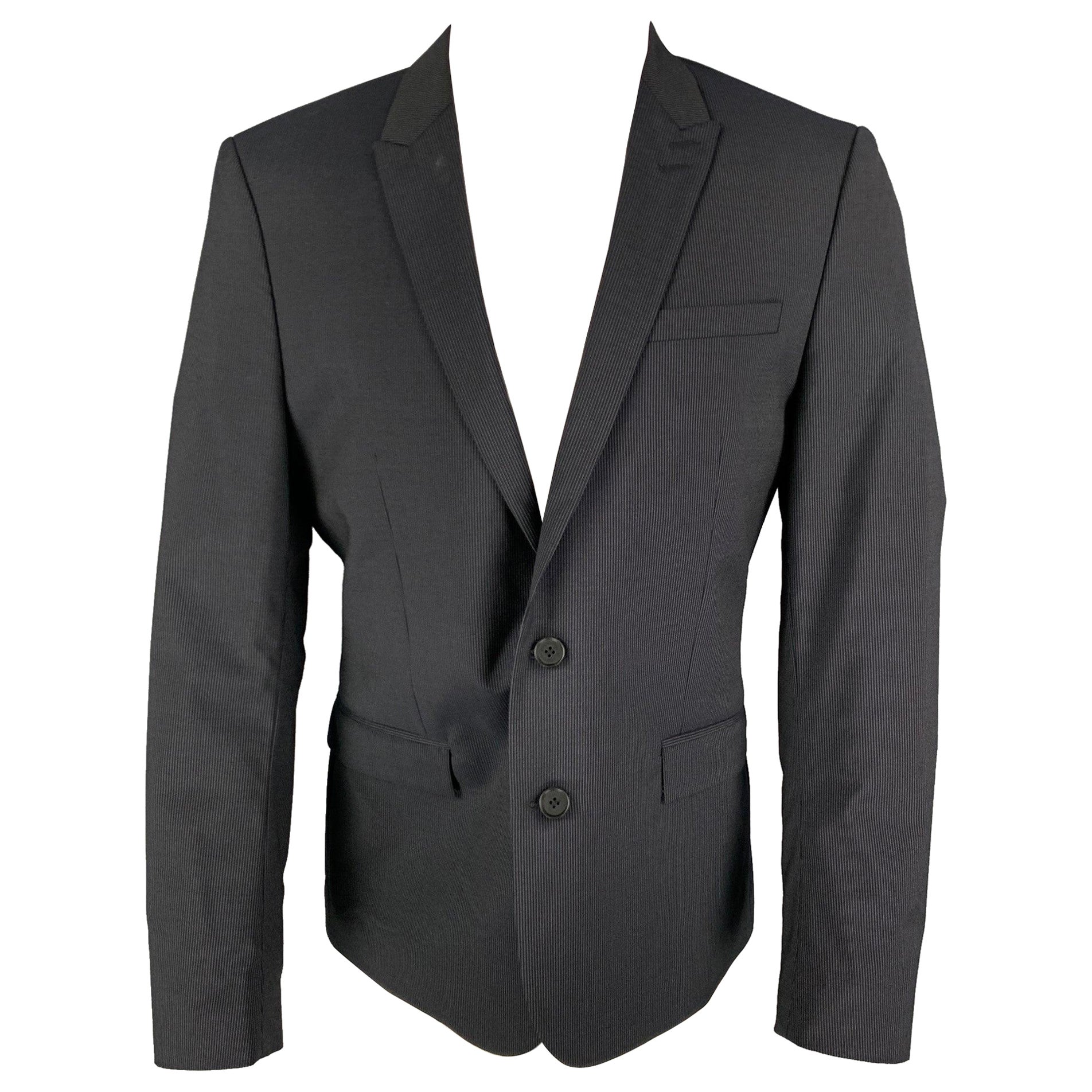 THE KOOPLES Talla 40 Chaquetón de rayas marinas de lana con solapa de pico