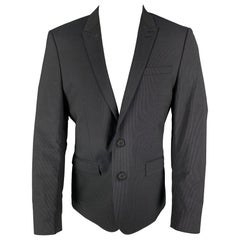 THE KOOPLES Talla 40 Chaquetón de rayas marinas de lana con solapa de pico