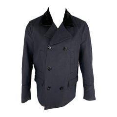 THE KOOPLES Size 40 Navy Solid Wool Blend Peacoat Coat