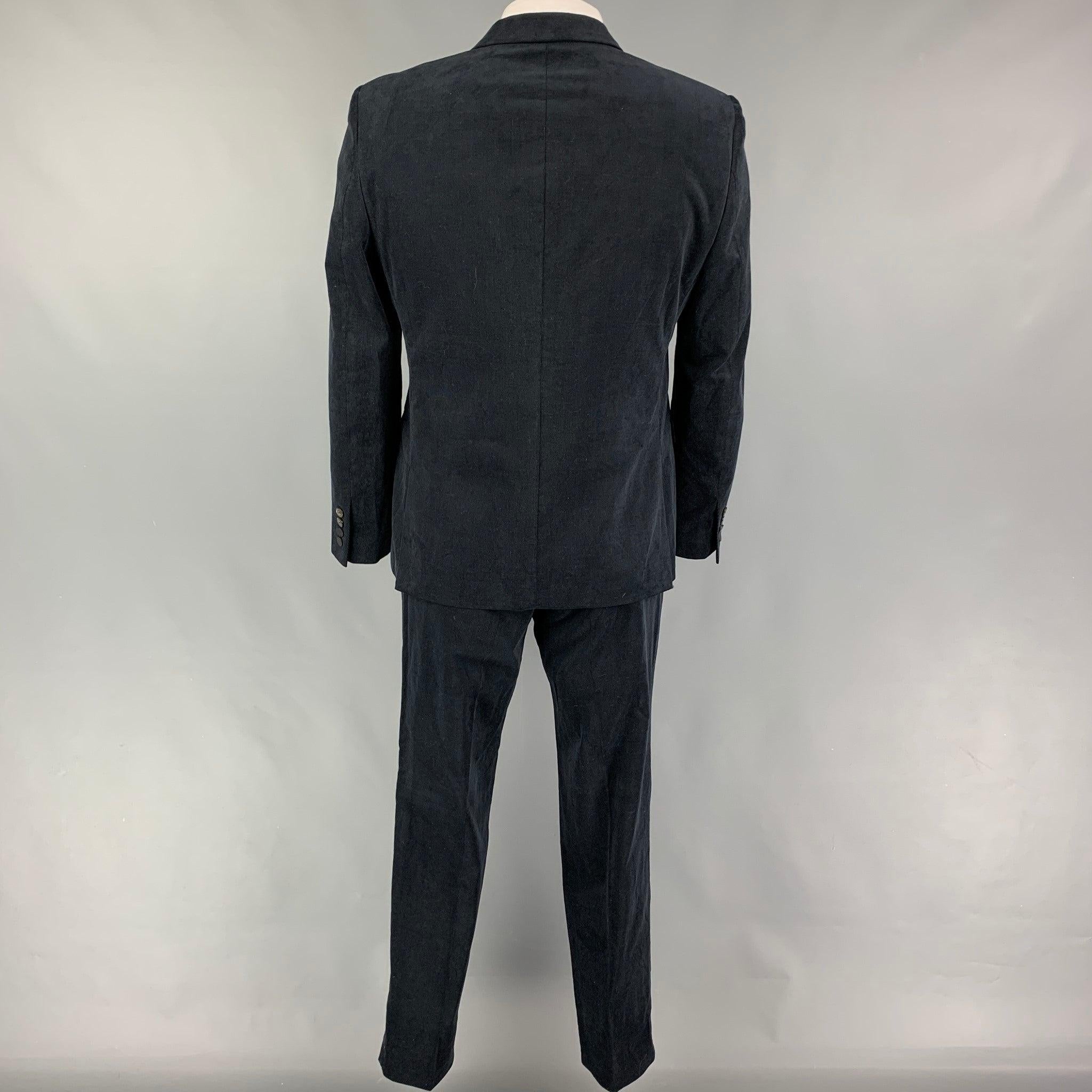 THE KOOPLES Size 42 Black Corduroy Cotton Notch Lapel Suit In Good Condition For Sale In San Francisco, CA