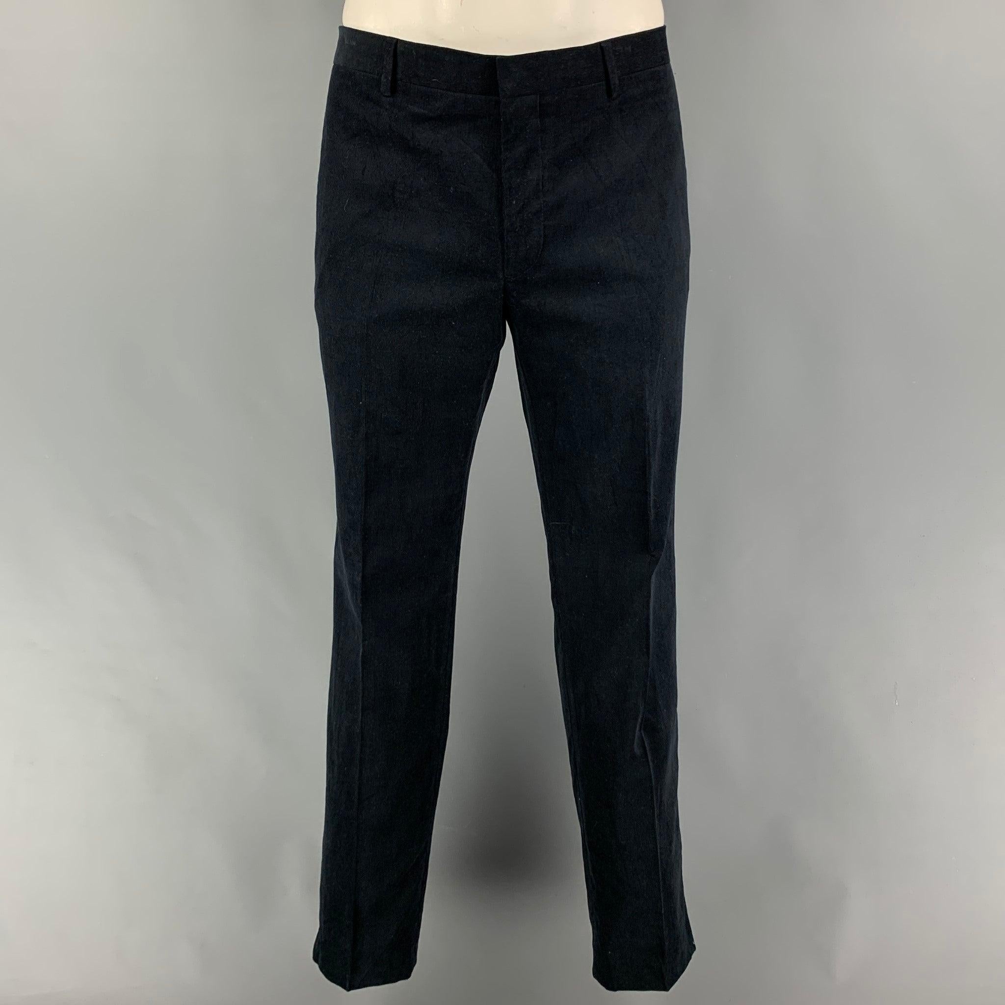 THE KOOPLES Size 42 Black Corduroy Cotton Notch Lapel Suit For Sale 1