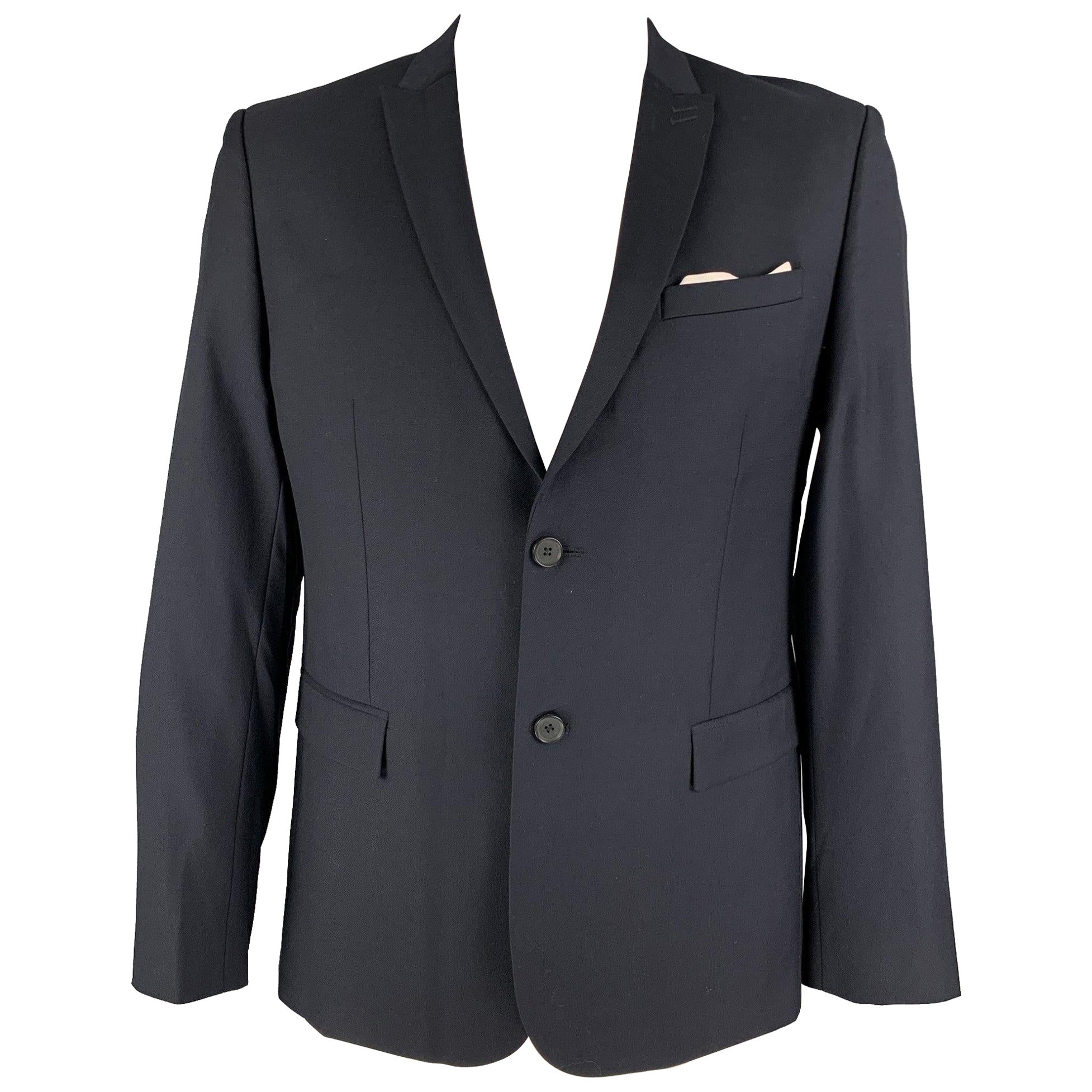 THE KOOPLES Talla 42 Abrigo deportivo de lana azul marino con solapa de pico