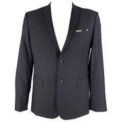 THE KOOPLES Talla 42 Abrigo deportivo de lana azul marino con solapa de pico