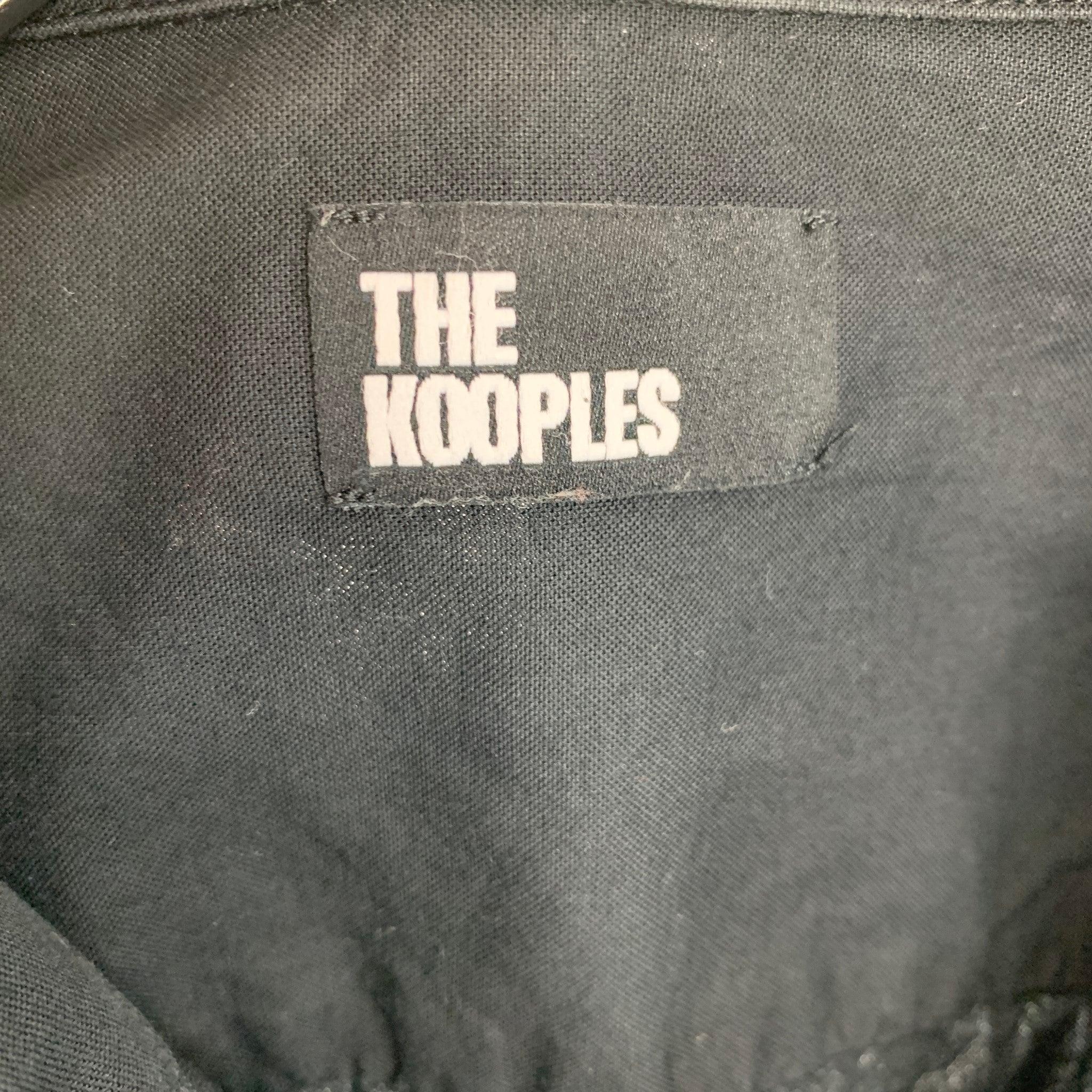 Men's THE KOOPLES Size L Black Solid Cotton Hidden Placket Long Sleeve Shirt For Sale