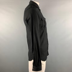 THE KOOPLES Größe L Schwarz Solide Wolle Druckknöpfe Langarmhemd