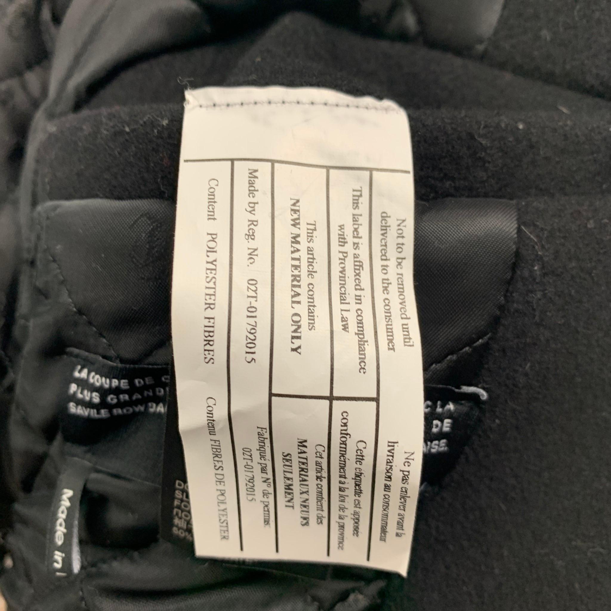 THE KOOPLES Size L Black Wool Leather Trim Toggle Closure Coat In Good Condition In San Francisco, CA