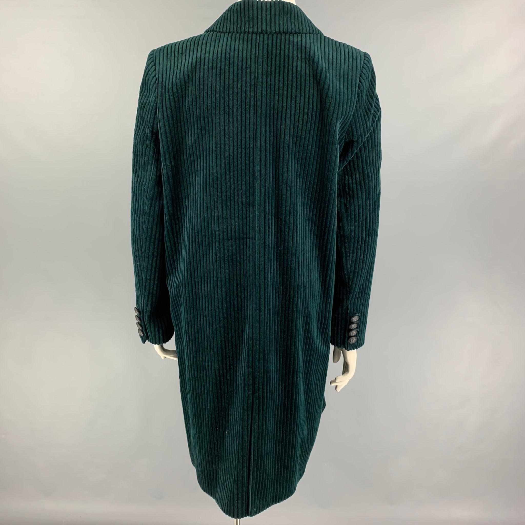 THE KOOPLES Size L Forest Green Cotton Corduroy Notch Lapel Coat In New Condition In San Francisco, CA