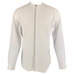 THE KOOPLES Size L White & Black Cotton Nehru Collar Long Sleeve Shirt