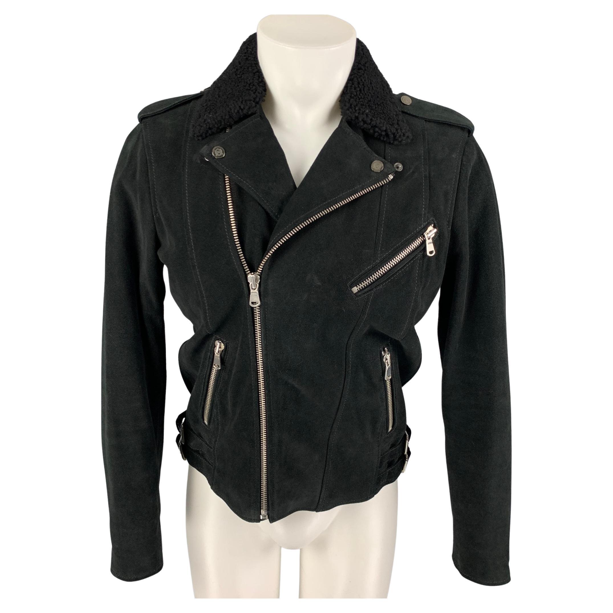 Louis Vuitton Brown Leather Mink Collar Biker Jacket For Sale at 1stDibs   louis vuitton leather jacket, 3/4 sleeve leather jacket, black leather lv  jacket
