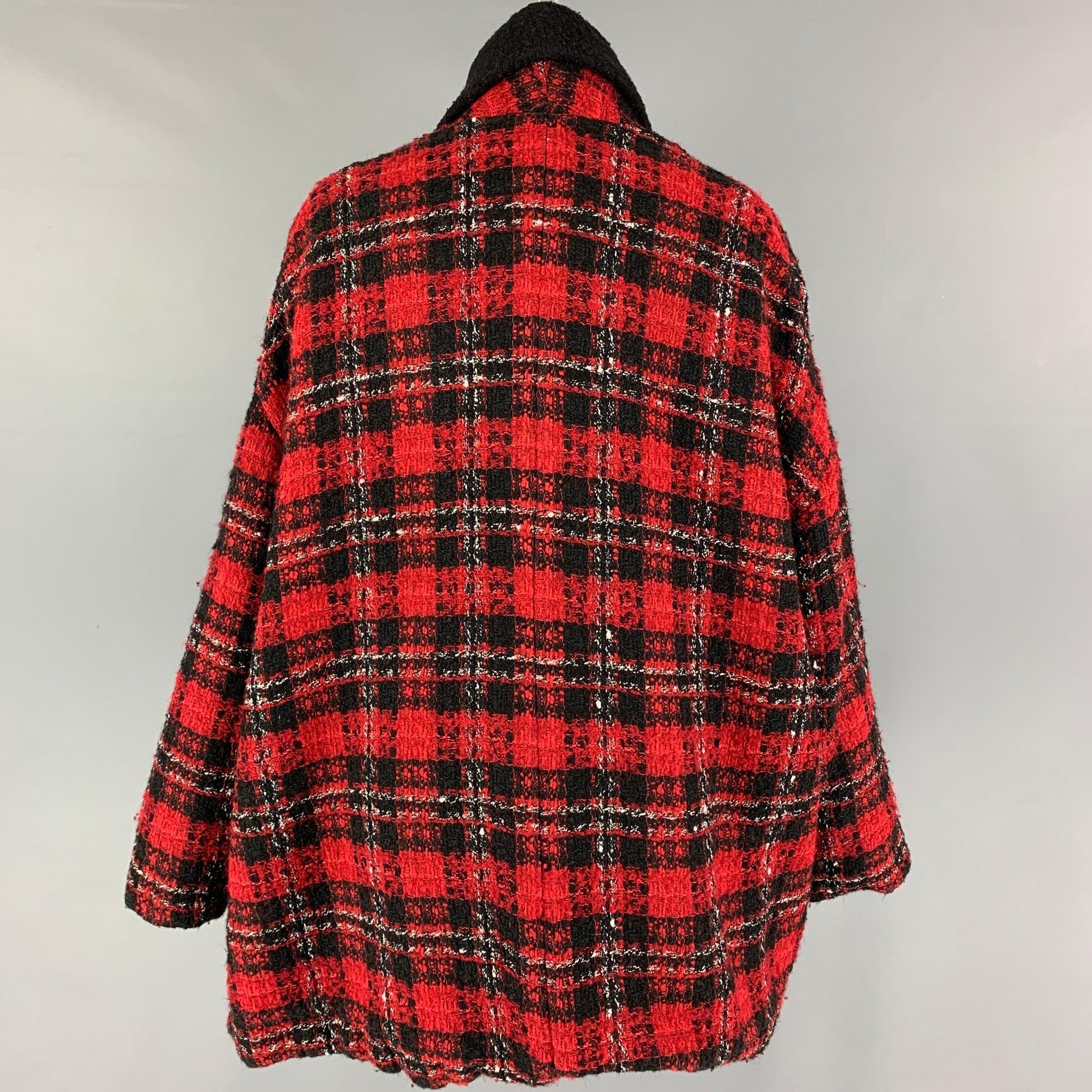 Women's THE KOOPLES Size One Size Black Red Acrylic Blend Plaid Jacket For Sale