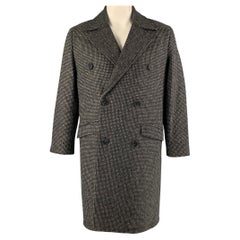 THE KOOPLES Size S Black Grey Grid Wool Blend Notch Lapel Coat