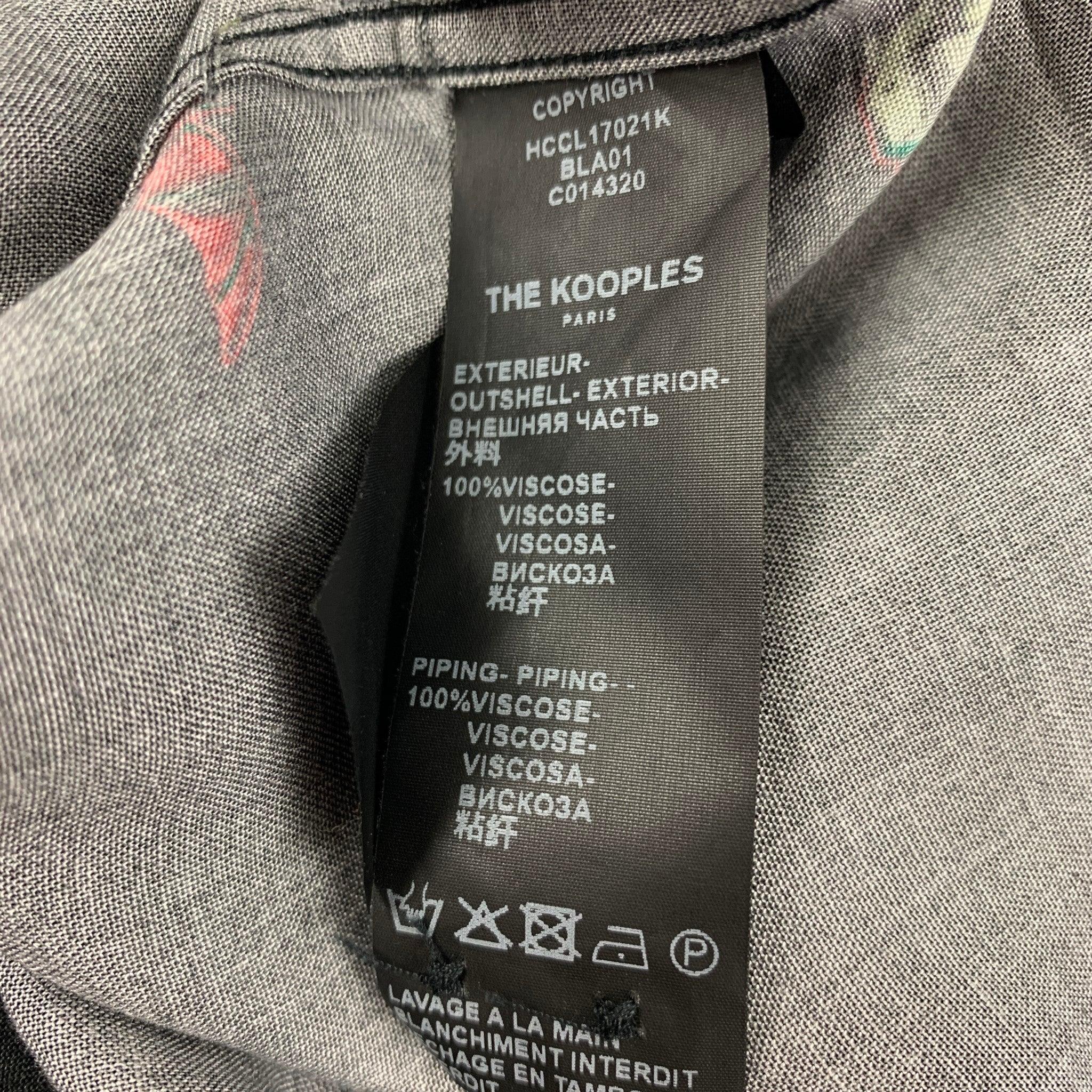 Men's THE KOOPLES Size S Black Multi-Color Graphic Viscose Long Sleeve Shirt For Sale