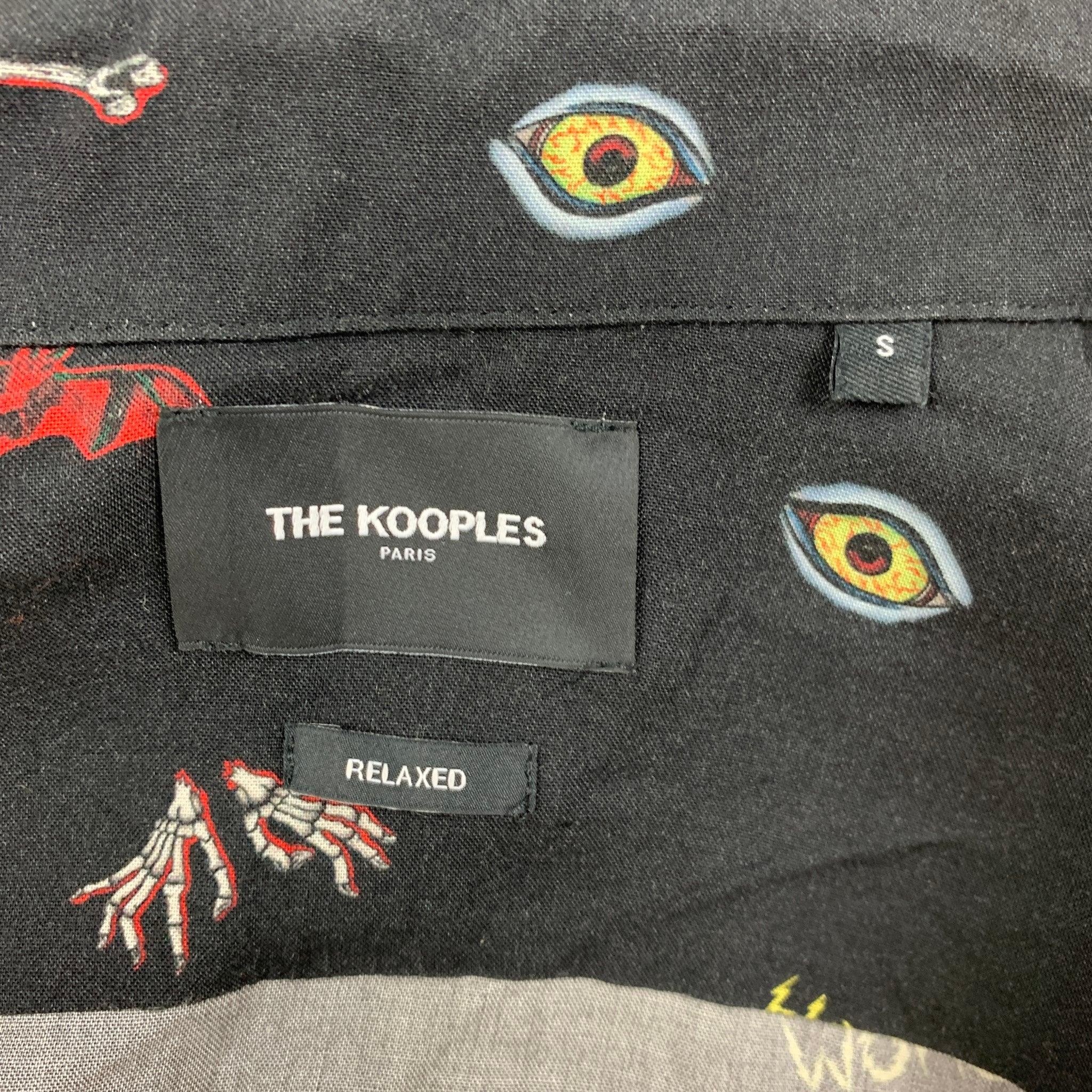 THE KOOPLES Size S Black Multi-Color Graphic Viscose Long Sleeve Shirt For Sale 1