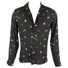 THE KOOPLES - Camicia a maniche lunghe in viscosa con grafica nera multicolore - taglia S