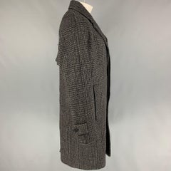 THE KOOPLES Size XL Grey Black Plaid Wool Blend Coat