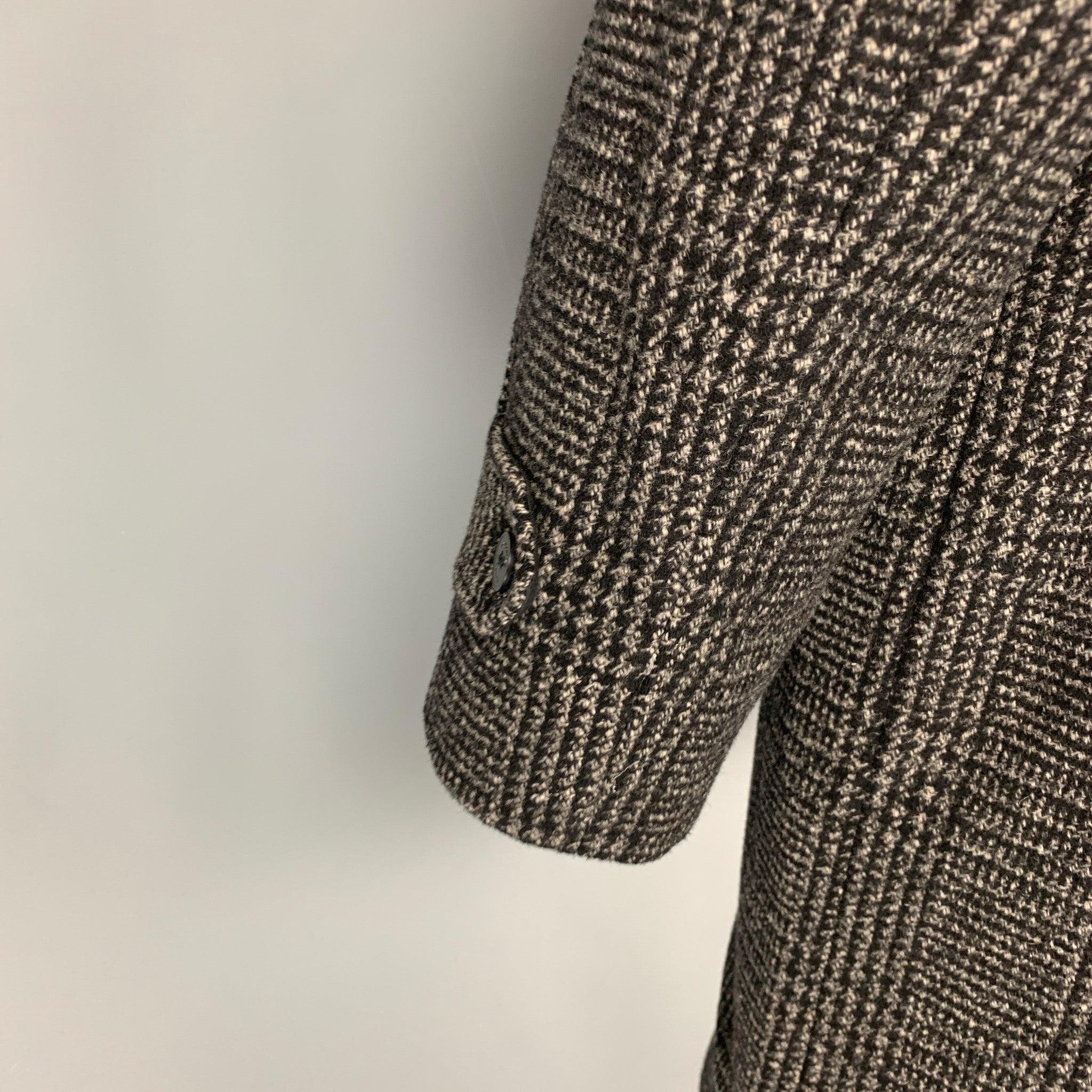 Men's THE KOOPLES Size XL Grey Black Plaid Wool Blend Coat For Sale