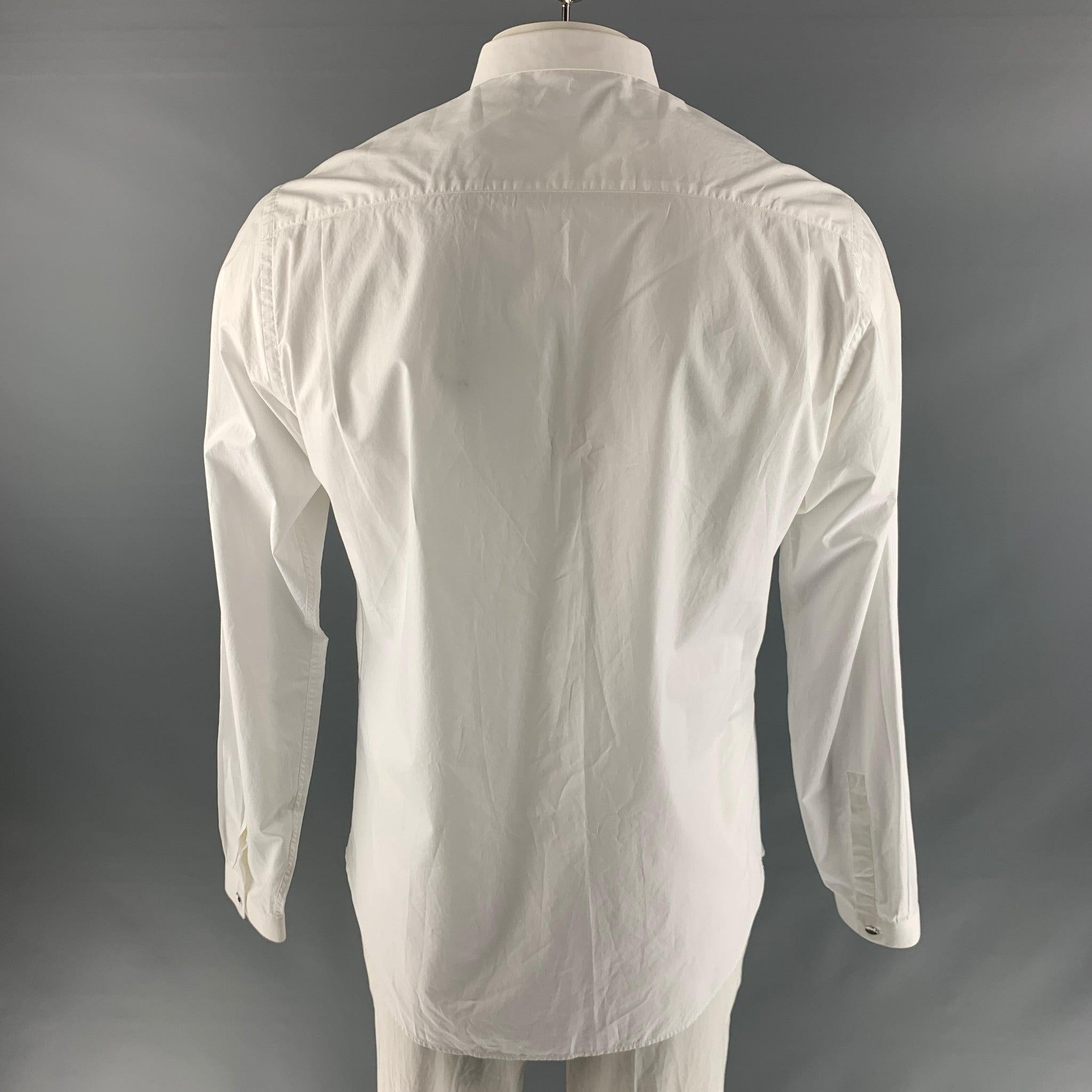 THE KOOPLES Size XL White Solid Cotton Button Up Long Sleeve Shirt For Sale 1