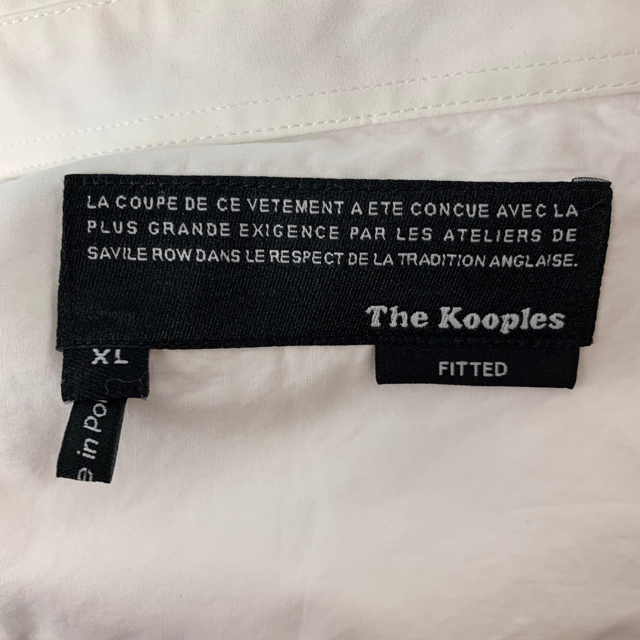 THE KOOPLES Size XL White Solid Cotton Button Up Long Sleeve Shirt For Sale 2