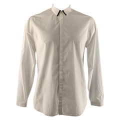THE KOOPLES Size XL White Solid Cotton Button Up Long Sleeve Shirt