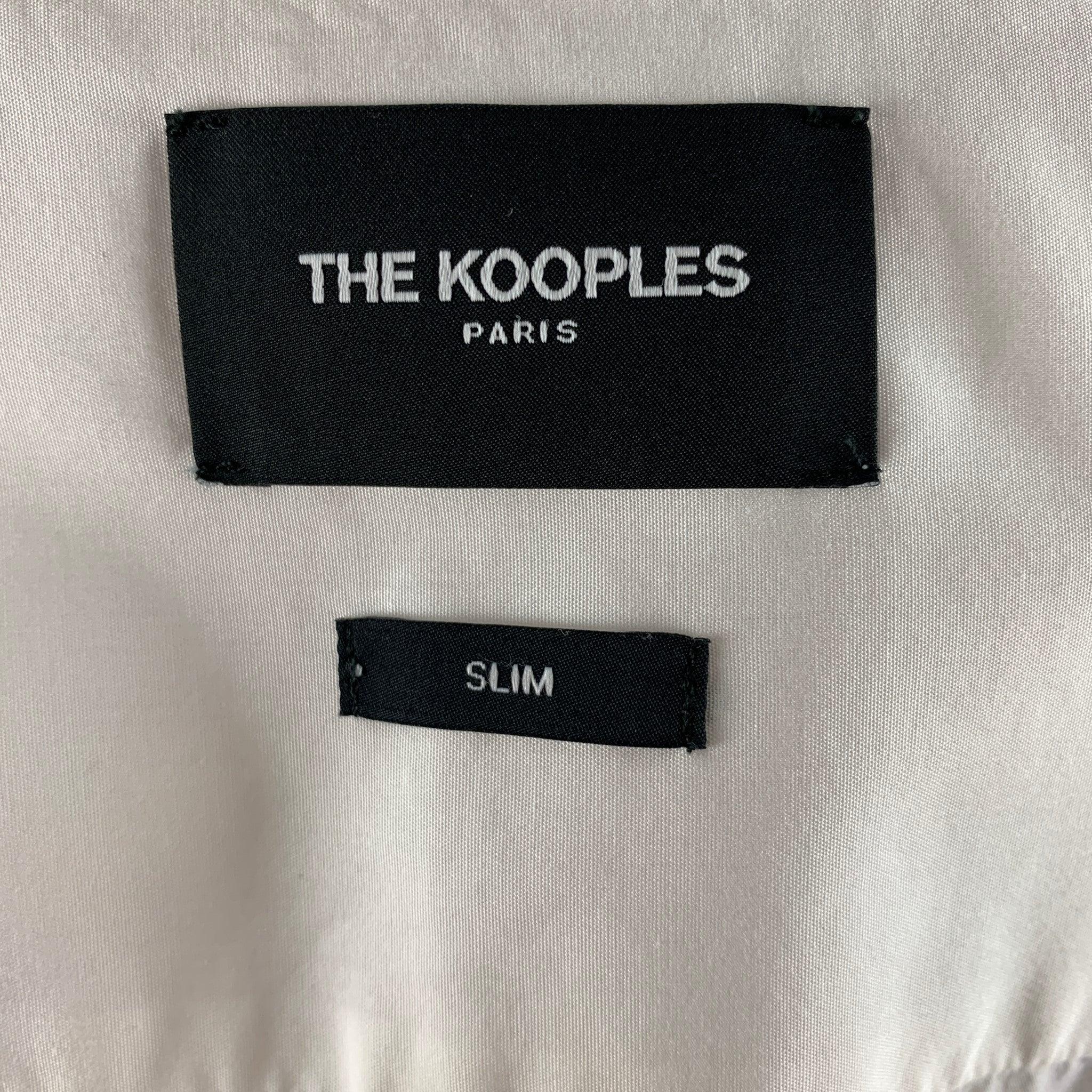 Men's THE KOOPLES Size XL White Solid Cotton Open Collar Long Sleeve Shirt