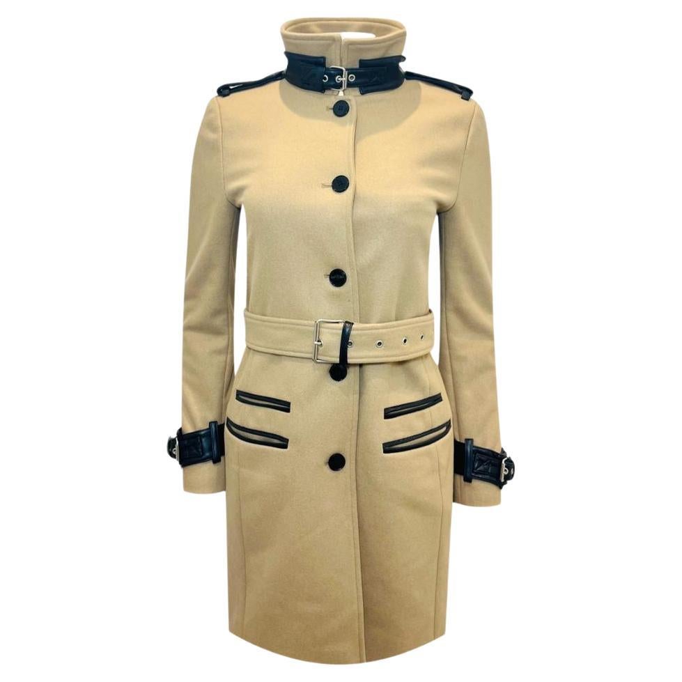 The Kooples Wool & Cashmere Coat With Leather Trim For Sale
