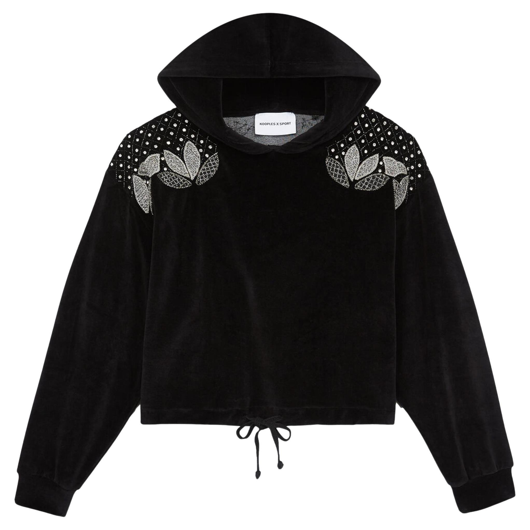 The Kooples X Sport: felpa con cappuccio in cotone impreziosita da cristalli in vendita