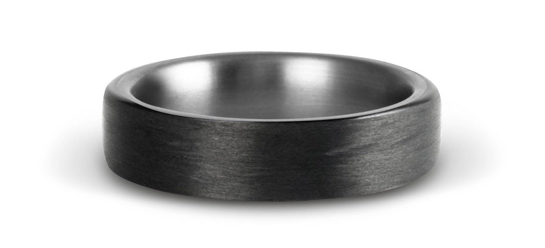 For Sale:  The Kristoff : Flat Carbon Fiber with Titanium Interior Wedding Band 3