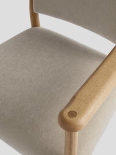 Kudo Carver Chair, Oak in Mohair Pampus, Made in UK by Sister- Graceful & Comfy