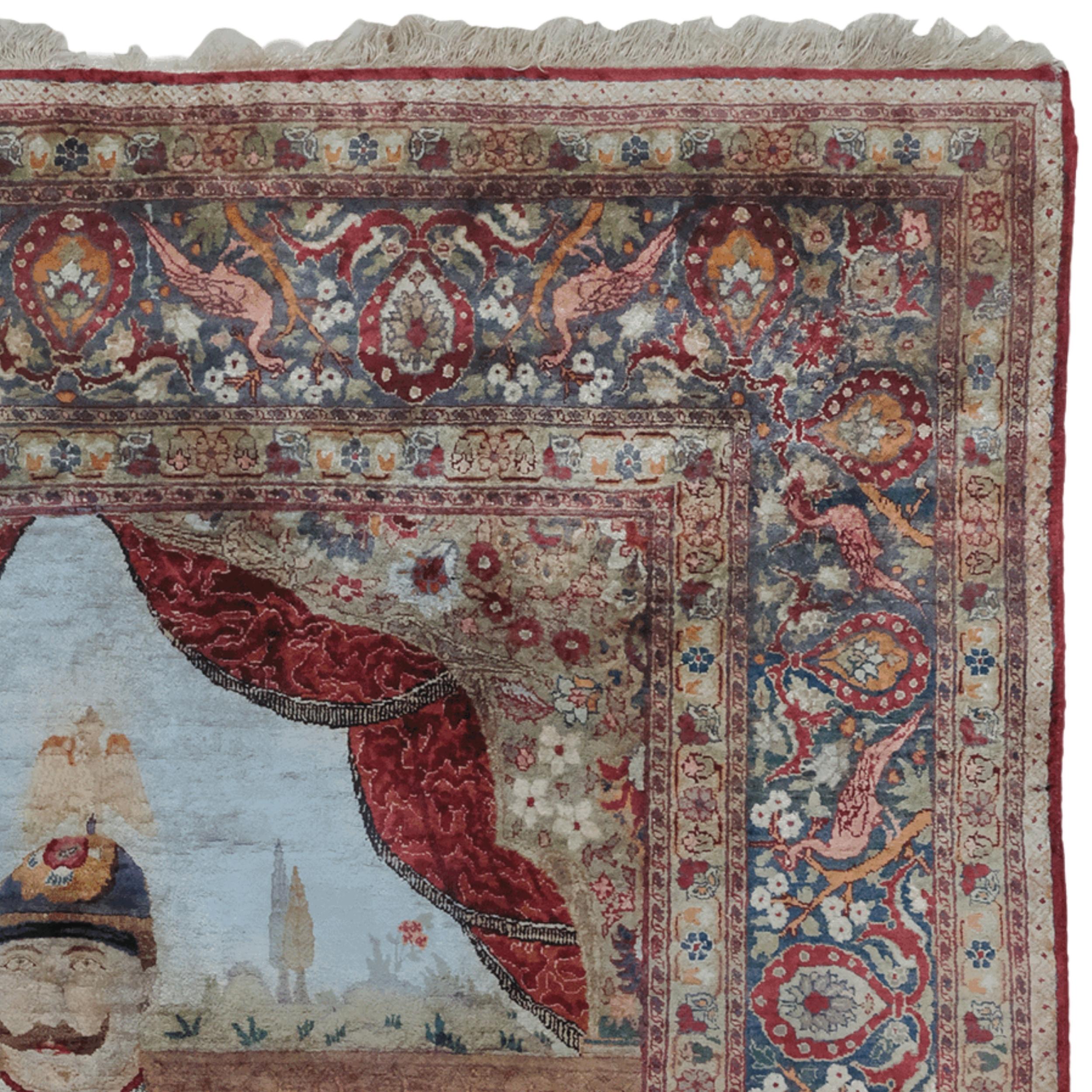 Hand-Woven The Kumkapi Silk Rug Woven for Kaiser Wilhelm II For Sale
