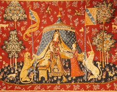 The Lady and the Unicorn. Tapisserie. 20e siècle, suivant les modèles médiévaux.