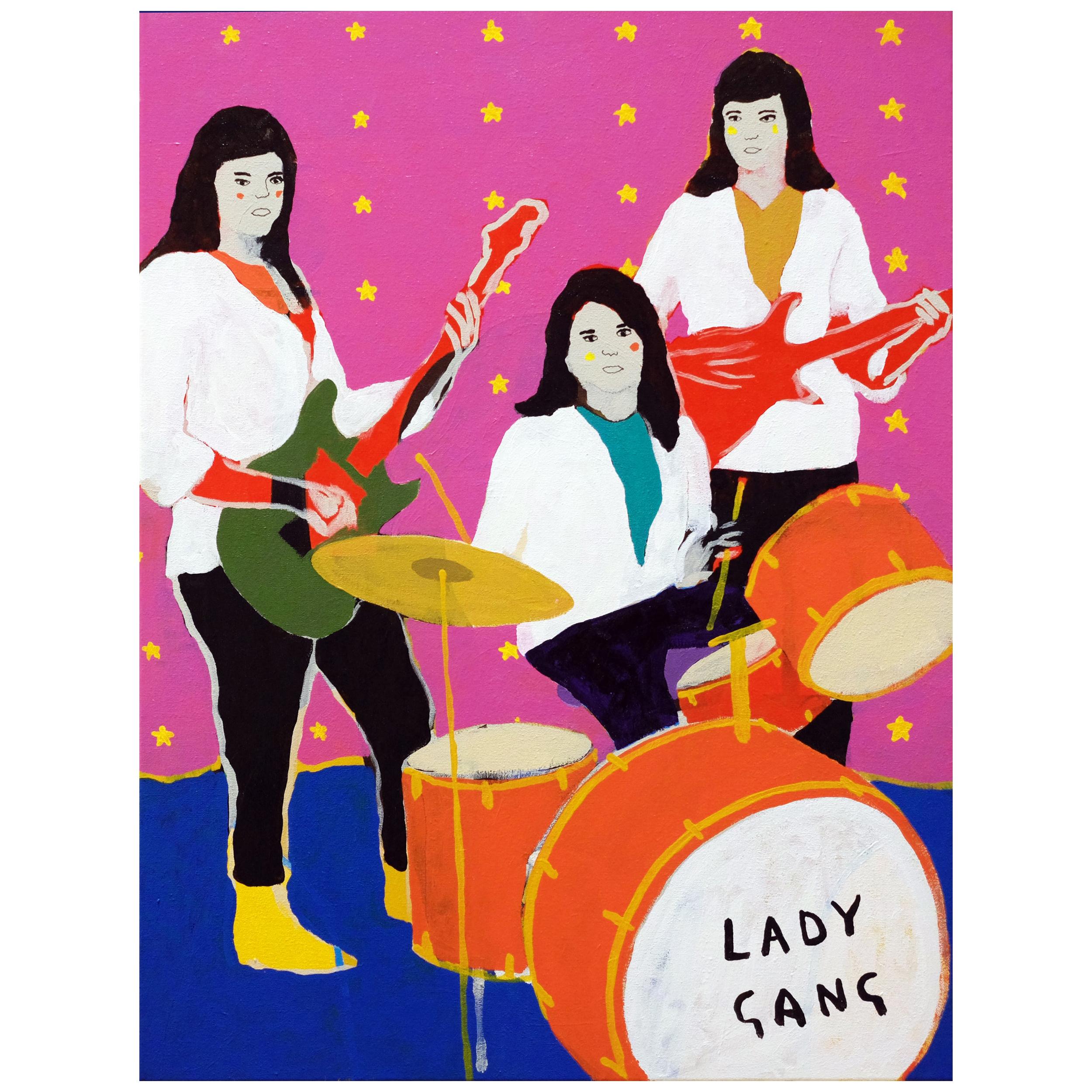 Modern 'The Lady Gang' Portrait Painting by Alan Fears Pop Art Band For Sale