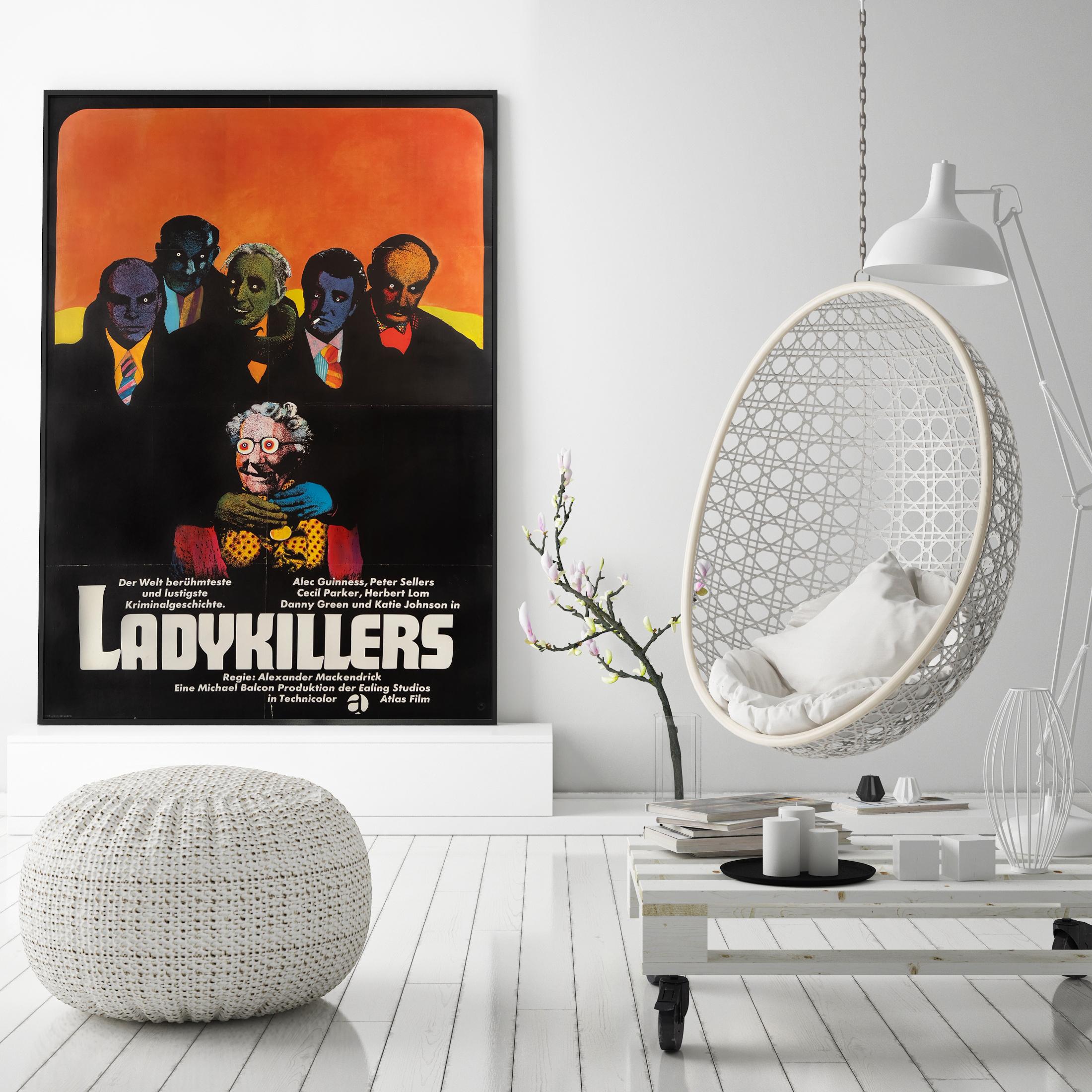 We love Heinz Edelmann's darkly humorous and wonderfully psychedelic design that features on the 60s re-release for Ealing classic The Ladykillers. Edelmann's unmistakable style works perfectly on this design. 

Heinz Edelmann (20 June 1934 – 21