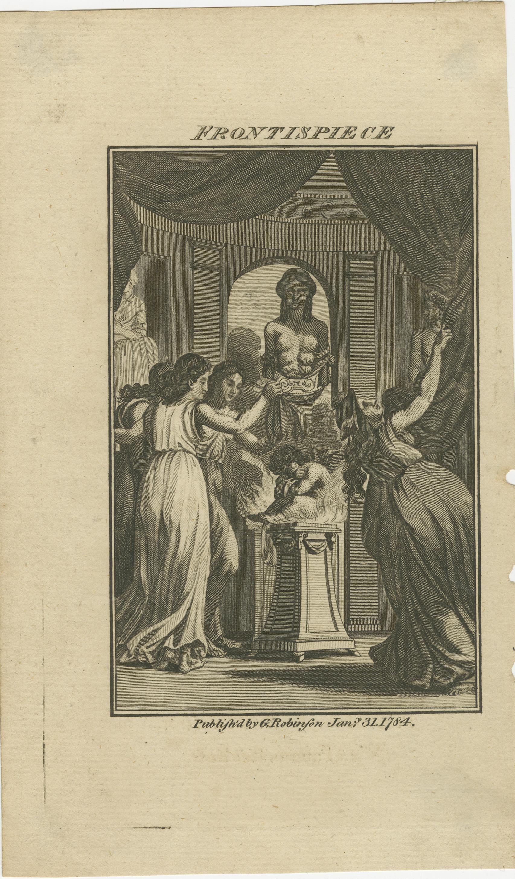 The Lady's Magazine 1784 Frontispiz: Allegorischer Tempel des Lernens und der Tugend im Angebot 1