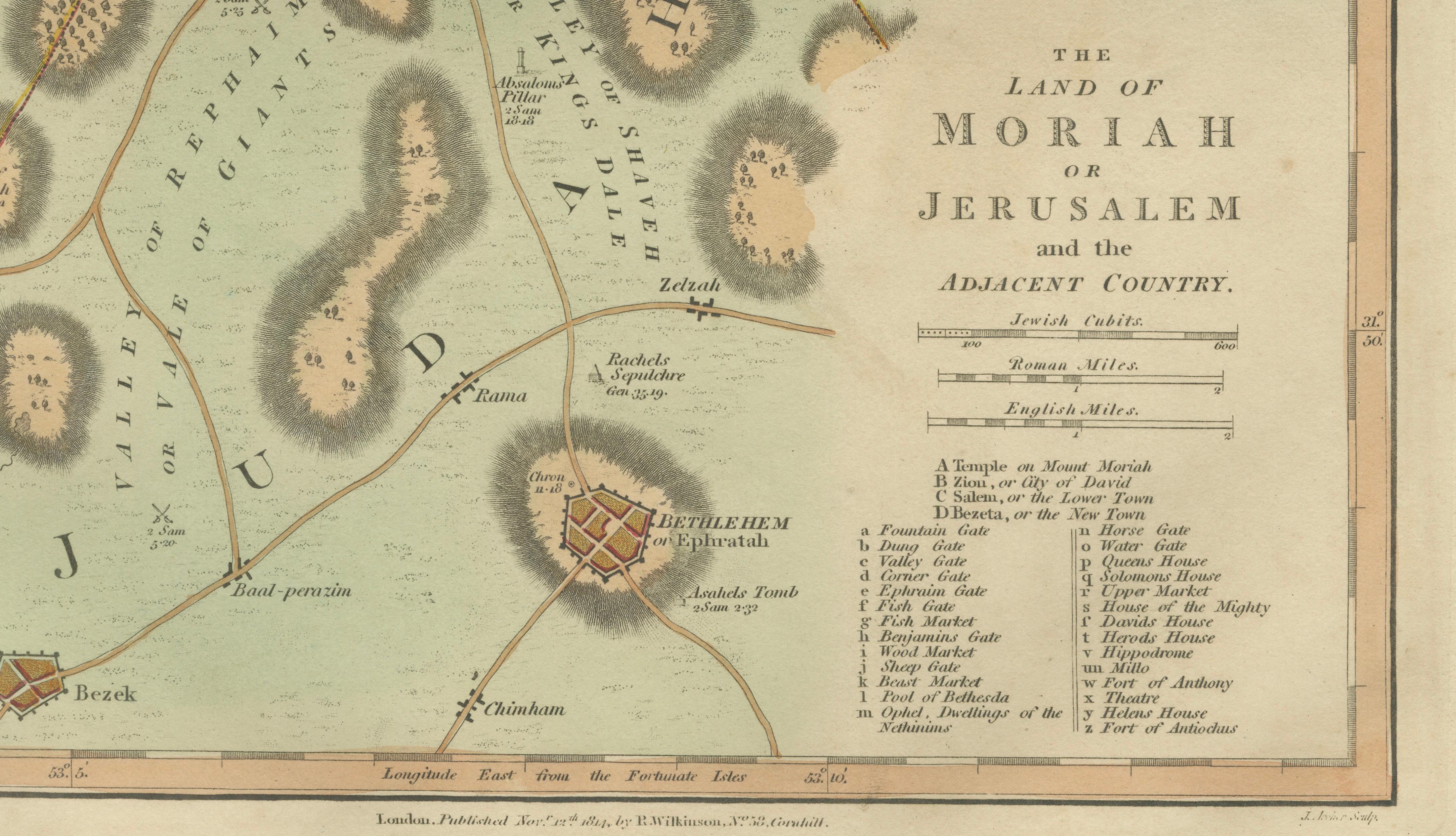 The Land of Moriah or Jerusalem & the Adjacent Country — Biblical City Map, 1814