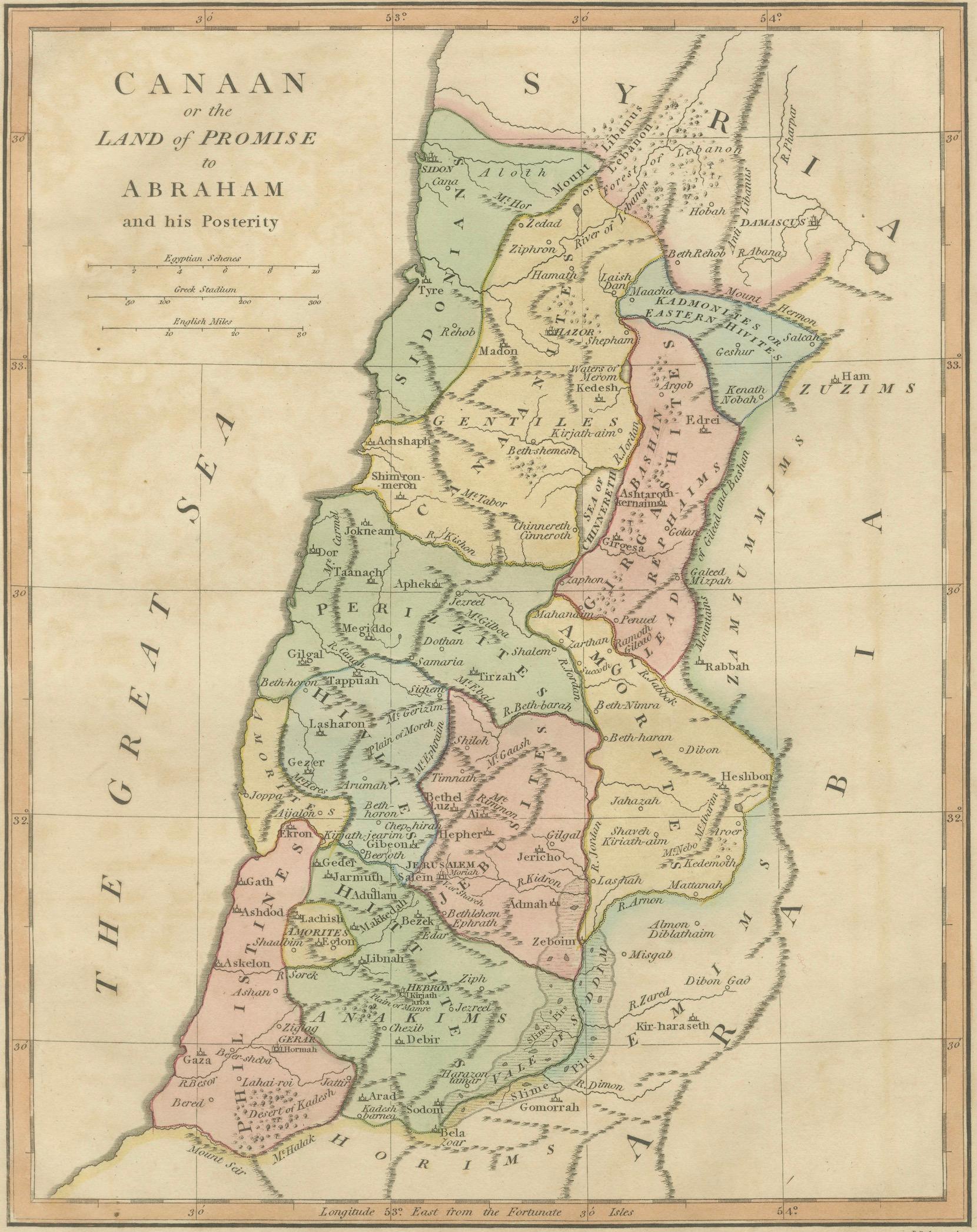 The Land of Promise — Elegant Hand-Colored Biblical Map of Canaan, London 1827