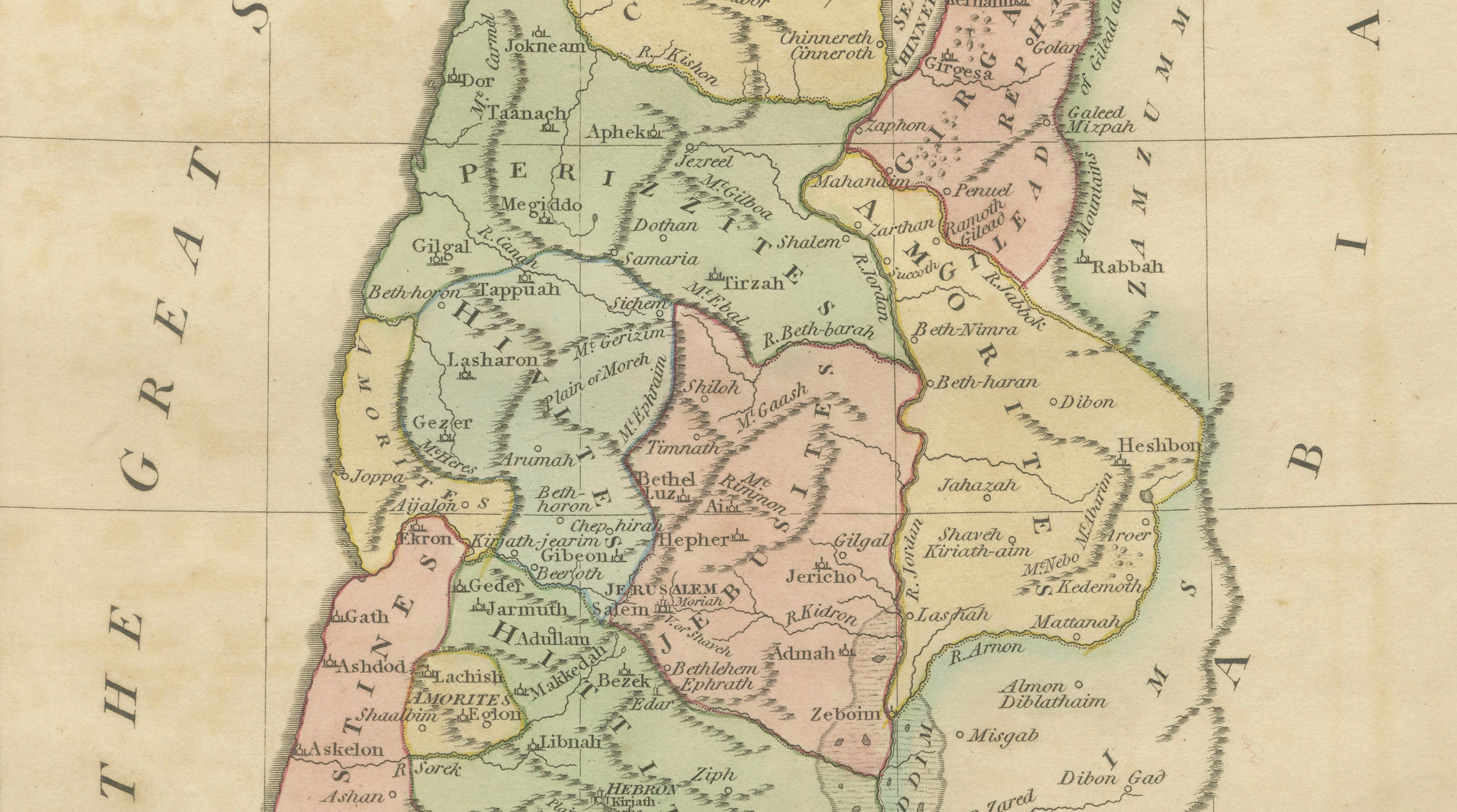 The Land of Promise — Elegant Hand-Colored Biblical Map of Canaan, London 1827