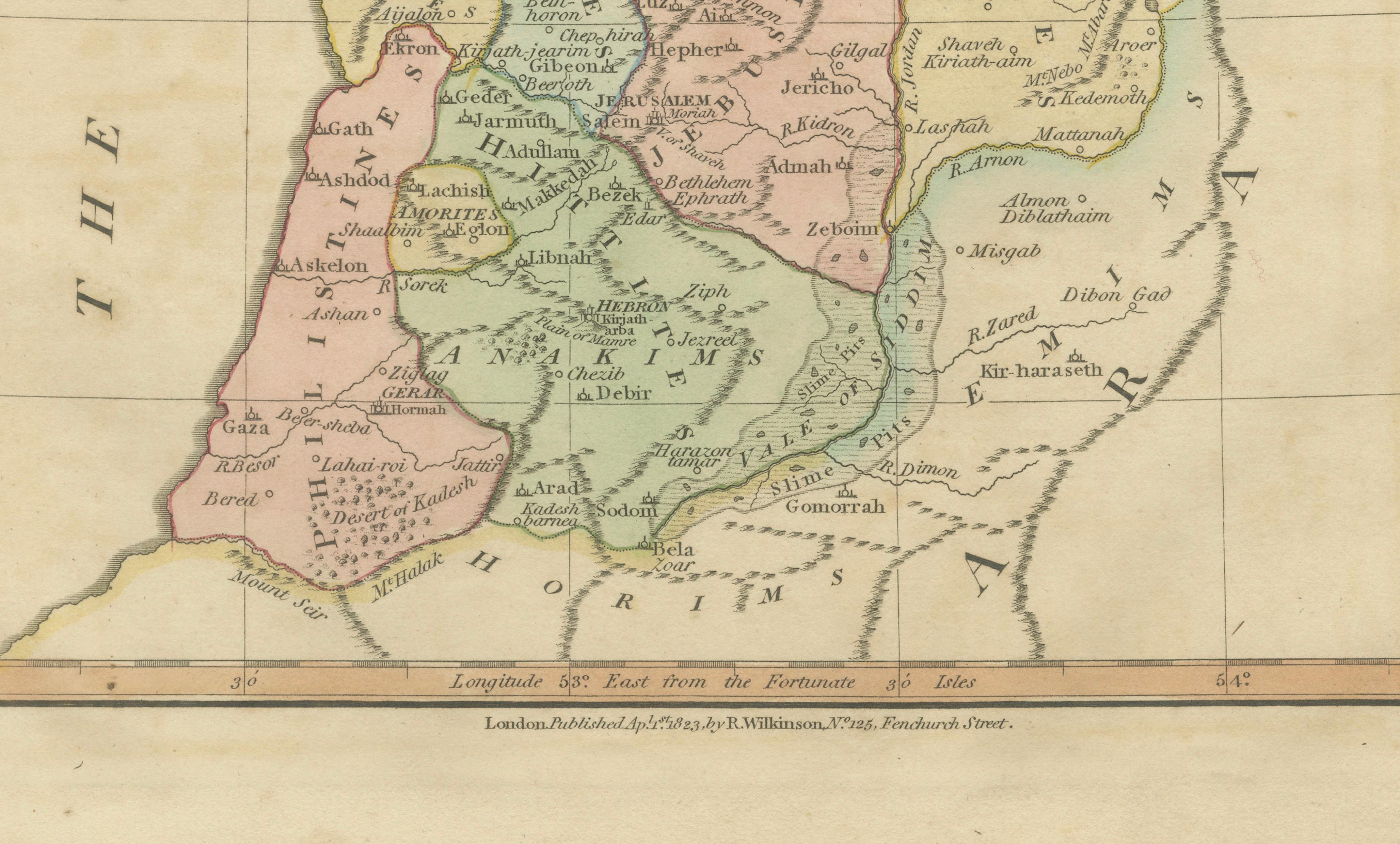 The Land of Promise — Elegant Hand-Colored Biblical Map of Canaan, London 1827