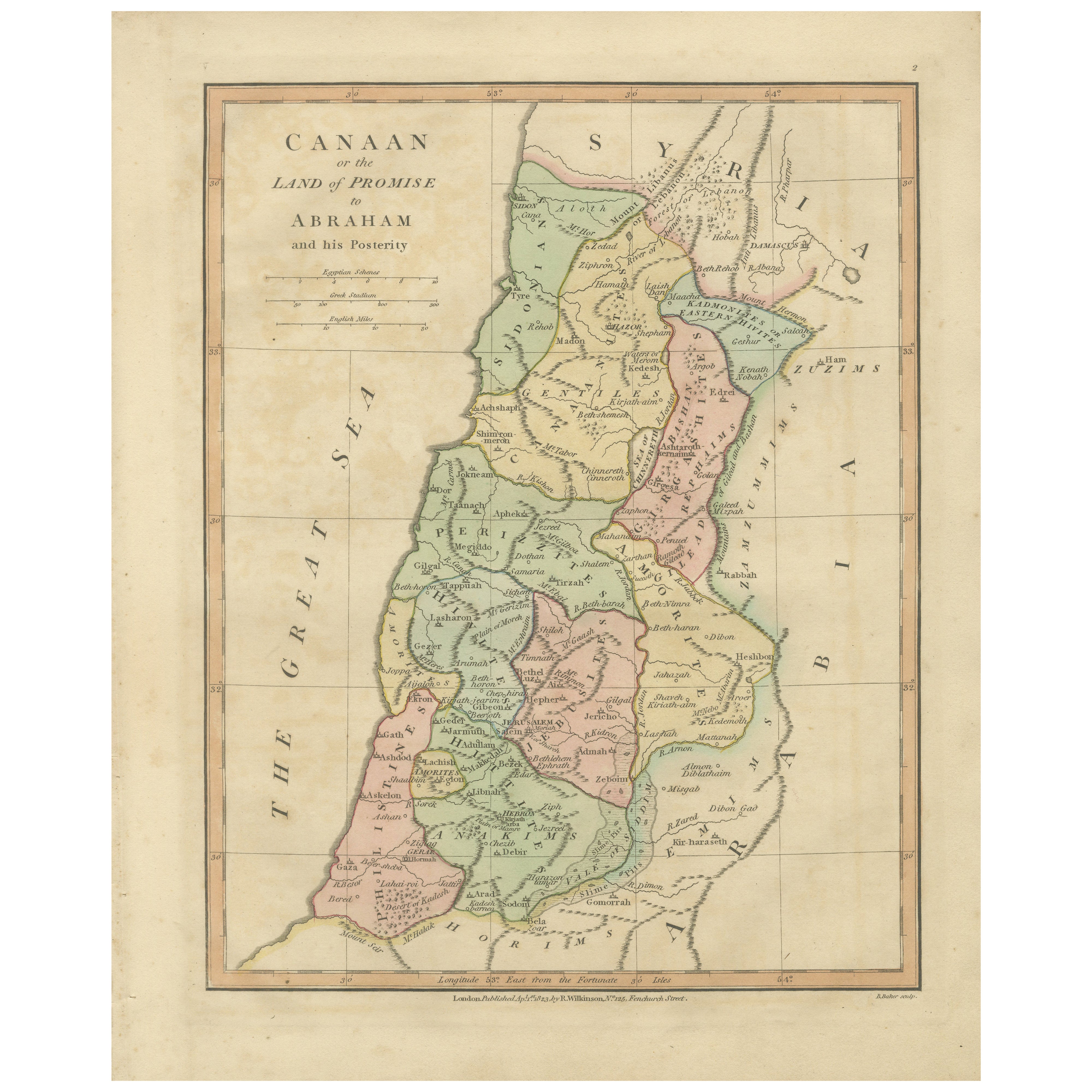 The Land of Promise — Elegant Hand-Colored Biblical Map of Canaan, London 1827
