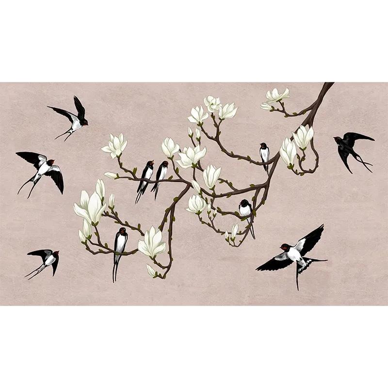 The Land of the Swallows black wallpaper model combines the refinement of works of art with the luxury of designer decorations. Statement. Sting. Unforgettable. This mix participates in the experience that House of VLAdiLA wants to offer its