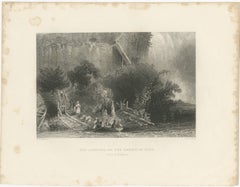 The Landing on the American Side, Niagara Falls – Antique Engraving, ca.1850
