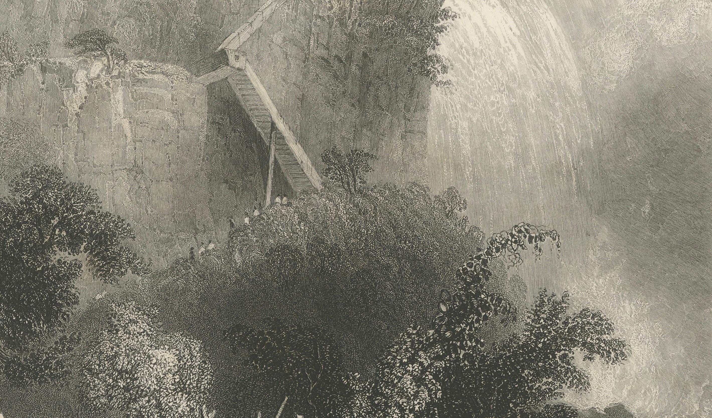 The Landing on the American Side, Niagara Falls – Antique Engraving, ca.1850