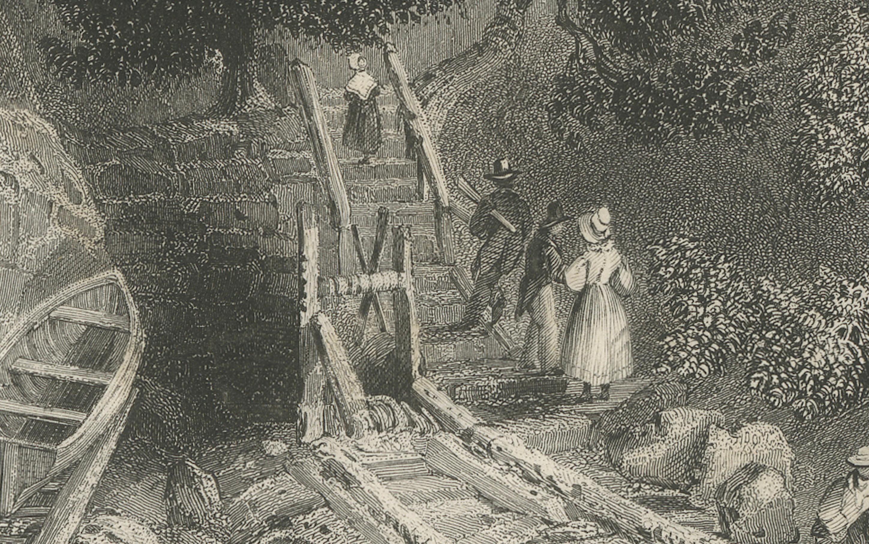 The Landing on the American Side, Niagara Falls – Antique Engraving, ca.1850