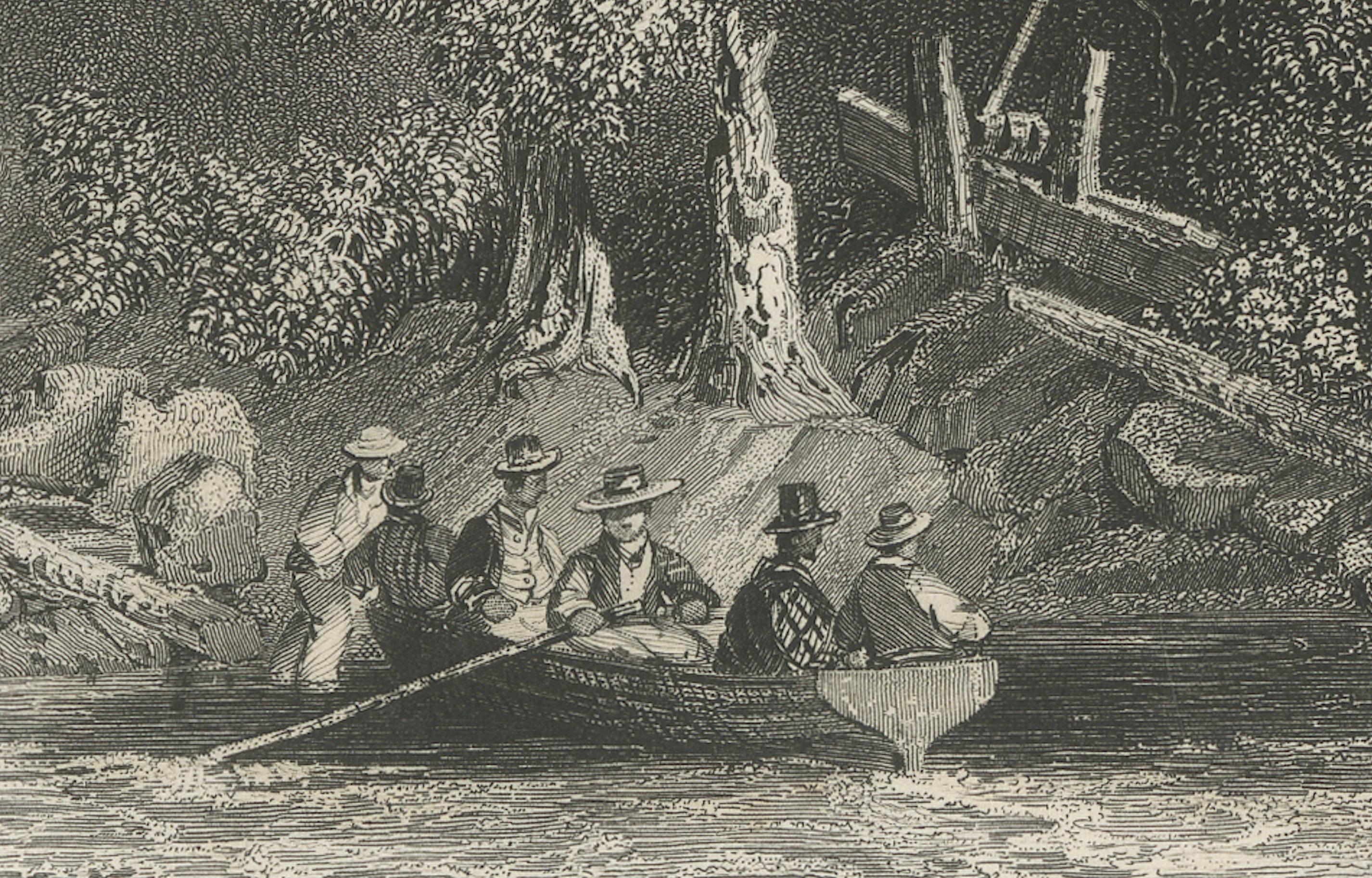 The Landing on the American Side, Niagara Falls – Antique Engraving, ca.1850