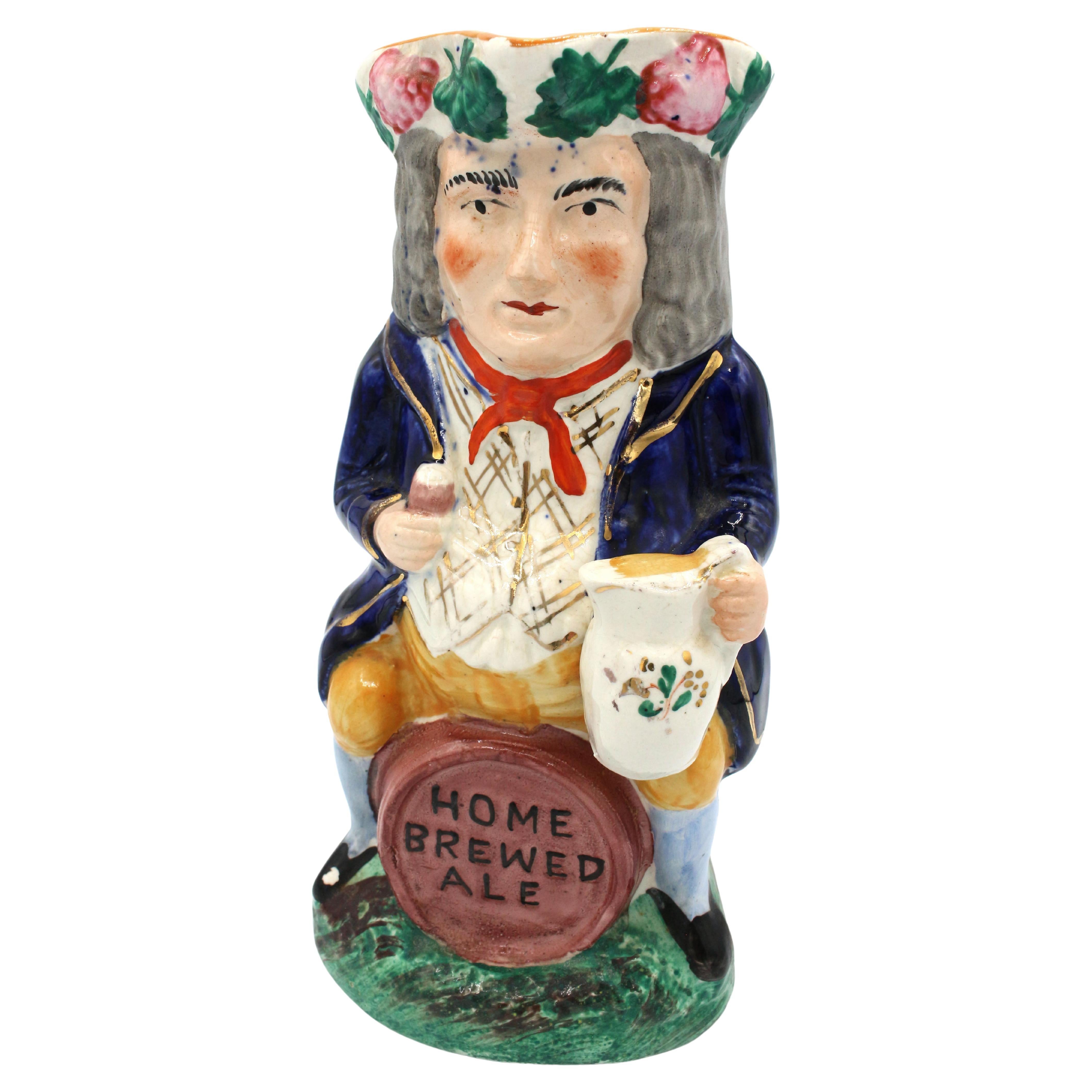"The Landlord Toby" jug, circa 1860-80, Staffordshire, England For Sale