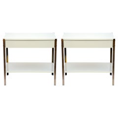 The 'Laque' Ivory Lacquer and Brass Night Stands by Design Frères