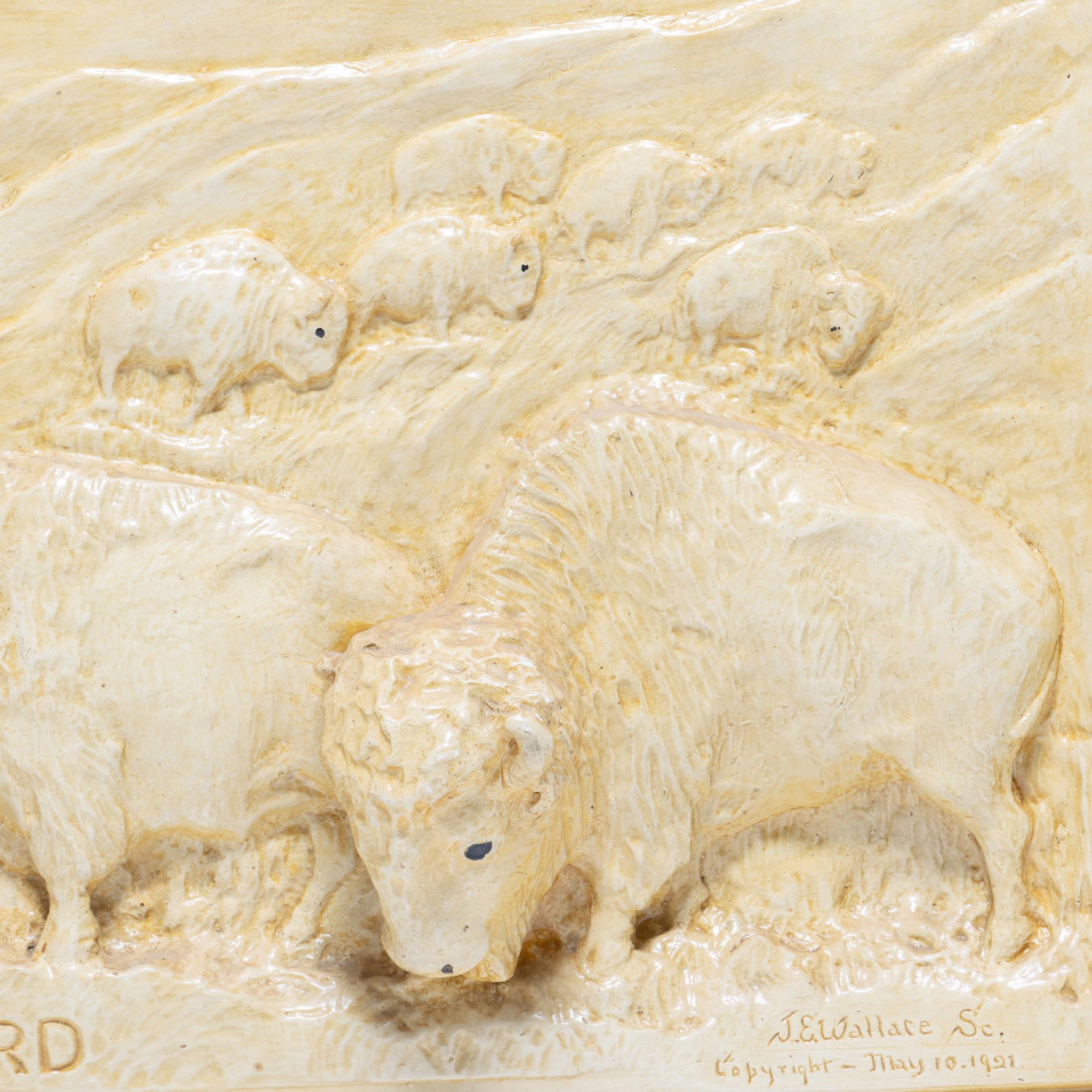 American The Last Herd Chalkware Piece by J.E. Wallace For Sale
