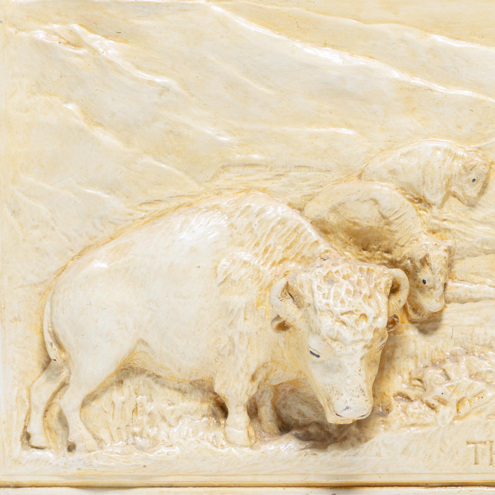 The Last Herd Chalkware Piece by J.E. Wallace In Good Condition For Sale In Coeur d'Alene, ID
